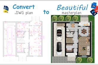 convert your dwg drawing into a beautiful masterplan