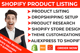 do shopify product listing and data entry