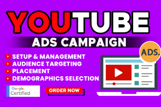 set up and manage youtube ads,promotional and display ads by google ads campaign