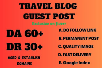 provide guest posts on travel blog with a da60