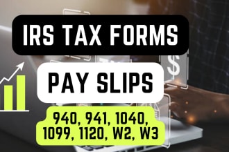 prepare tax forms 940, 941, 1040, 1099, 1120, w2, w3 etc