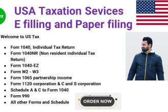 prepare and e file USA personal tax return and corporate tax return