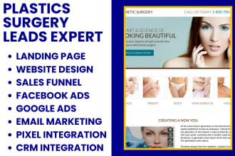 design plastic surgery landing page cosmetics website medicare lead sales funnel