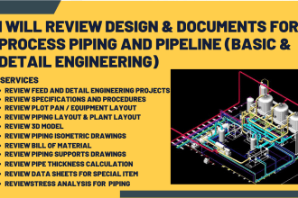 review basic or detail engineering design for process piping and pipeline