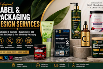 design private label cosmetic, supplement label, cbd label and bottle design
