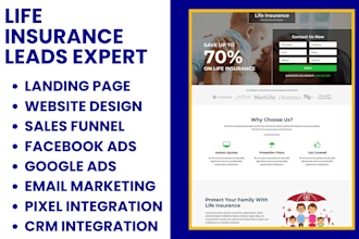 design life insurance landing page final expense website leads sales funnel