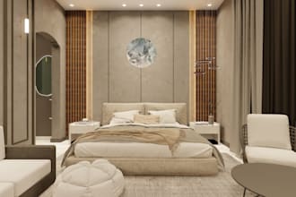 create ultra realistic 3d interior rendering for a bedroom