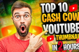make a top 10 custom cash cow youtube video thumbnail design