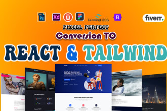convert figma to react xd and PSD to react css bootstrap tailwind css