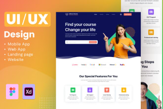 do website ui design, mobile app ui, landing page ui ux design in figma