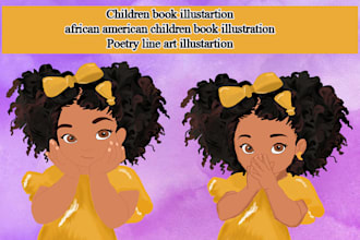 african american children book illustration, poetry line art illustration