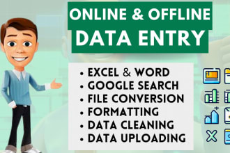 data entry, excel work, lead generation and web research