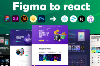 do figma to react, psd to react or next js website design