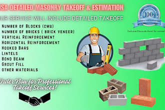 provide detailed all masonry takeoff and cost estimation