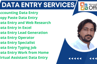 do fast data entry, excel, web research, copy paste and more