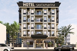 do exterior design for building with 3d visualization