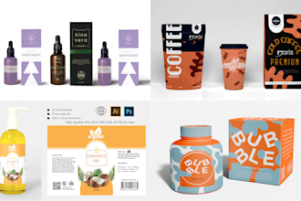 design product packaging, label design and box design