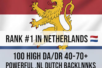 build 100 high da, DR dutch backlinks for netherlands SEO ranking