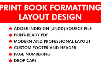 do book layout design for print, ebooks and I design creative book covers