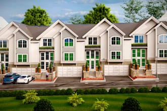 do house exterior, interior a realistic rendering