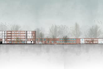 create photoshop masterplan section and elevation rendering for your project
