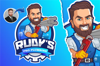 design handyman, plumbing, roofing, electrician cartoon logo design
