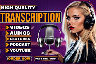 transcribe youtube videos, interviews, podcasts,  audio and video transcription