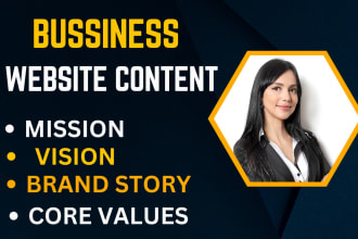 write a captivating mission and vision statement, brand story, about us, values