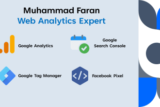 setup and track google analytics, facebook pixel, GTM, search console