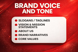 write slogans, taglines, vision and mission statements and about us for you