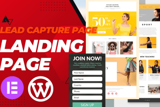 design wordpress landing page, lead capture page, one page website