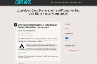write a press release or article about you on coyote music website