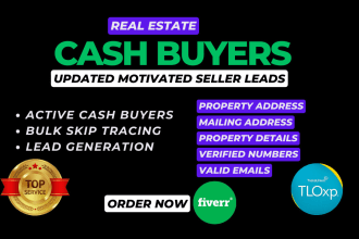 provide off market cash buyers and motivated seller leads list with skip tracing