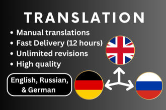 do fluent english, russian and german translations