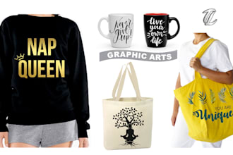design trendy tshirt bags mugs graphics in 16 hours
