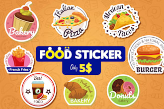 design cute food stickers, doodle, kawaii, custom sticker