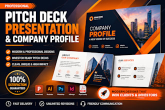 design a modern pitch deck presentation or company profile
