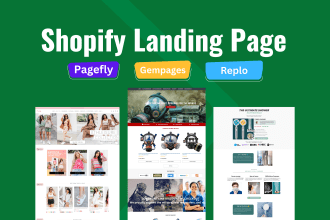shopify landing page design with pagefly, gempages or replo