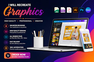 redesign, convert or recreate graphics in canva