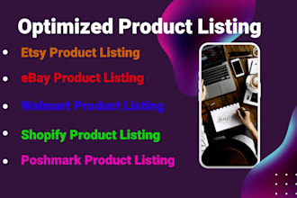 do etsy listing, walmart listing, ebay listing, poshmark and shopify listing SEO