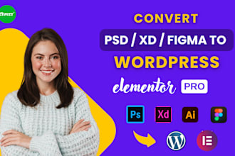 convert xd PSD figma to wordpress website elementor pro and wpbakery