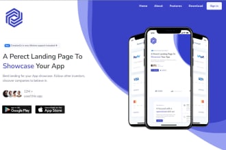 create responsive mobile app landing page website