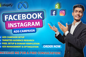 be facebook ads campaign,advertising,marketing manager,run shopify fb and ig ads