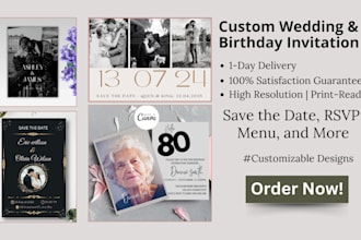 design custom wedding invitations, save the date, rsvp, menu, and more