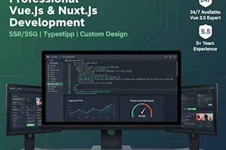 develop a vuejs spa or nuxtjs app with API integration and fast performance