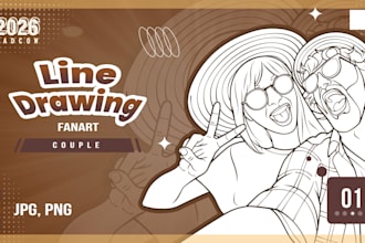 create line art couple portrait