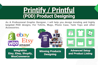 design products for printful and printify store
