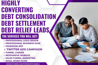 highly converting debt relief leads debt settlement leads debt consolidation