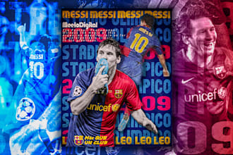 do an eye catchy football players poster, sports thumbnail
