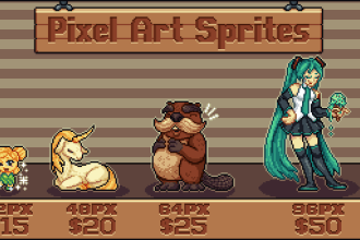draw any pixel art character sprite
